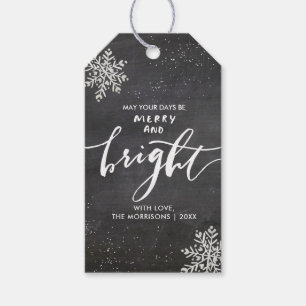 Étiquettes-cadeau Joyeux et lumineux tableau de flocon de neige de