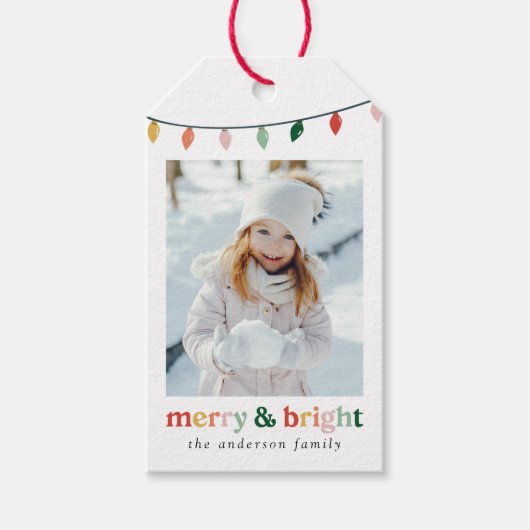 Étiquettes-cadeau Joyeux et lumineux vacances photo (Devant)