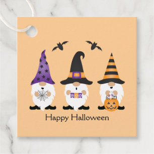 Étiquettes Cadeau Joyeux Gnomes d'Halloween violet orange