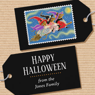 Étiquettes-cadeau Joyeux Halloween Broomstick Mice mice sorcière