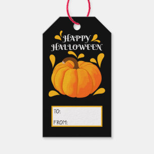 Étiquettes-cadeau Joyeux Halloween Citrouille orange Arrière - plan 
