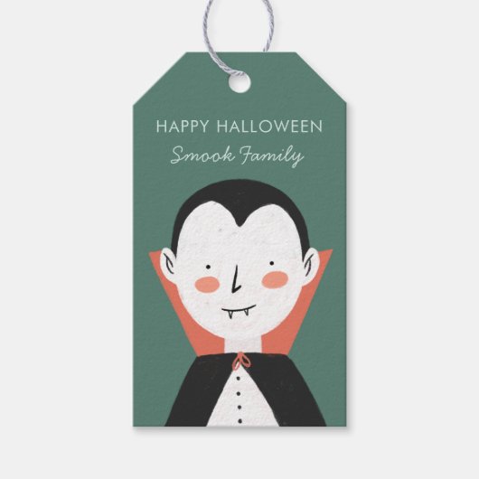 Étiquettes-cadeau Joyeux Halloween Dracula (Devant)