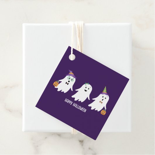 Étiquettes Cadeau Joyeux Halloween Fantômes Trick Ou Treat (En situation)