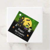 Étiquettes Cadeau Joyeux Halloween Monstres Green (En situation)