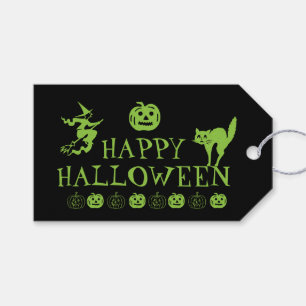 Étiquettes-cadeau Joyeux Halloween noir vert épouvantable faveurs