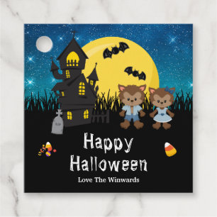 Étiquettes Cadeau Joyeux Halloween Party Werewolf Blue