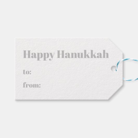Étiquettes-cadeau Joyeux Hanoukka gris blanc à de moderne (Devant (Horizontal))