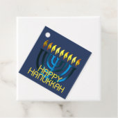 Étiquettes Cadeau Joyeux Hanoukka Menorah Blue (En situation)