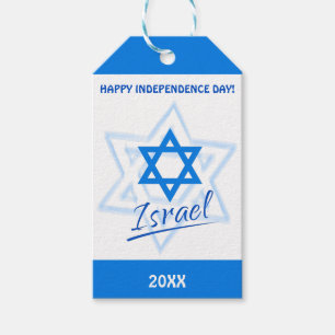 Étiquettes-cadeau Joyeux Israel Independence Day Blue Star de David