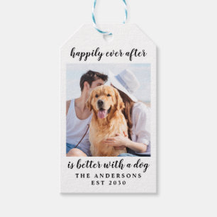 Étiquettes-cadeau Joyeux Jour après Pet Photo Chien Mariage