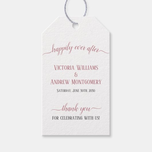 Étiquettes-cadeau Joyeux Jour après Rose moderne Mariage de script d (Devant)