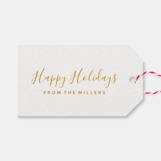 Étiquettes-cadeau Joyeux Jours d'or Script (Devant (Horizontal))