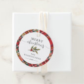 Étiquettes Cadeau Joyeux Joyeux Joyeux Noël Plaid Red Check (En situation)