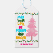 Étiquettes-cadeau Joyeux Joyeux Joyeux Noël rose vif (Devant)