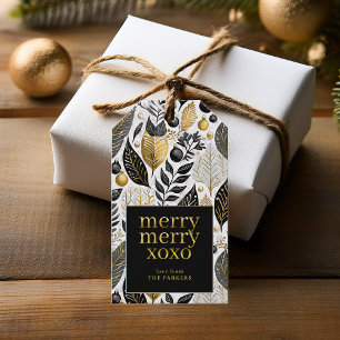 Étiquettes-cadeau Joyeux Joyeux Noël d'or noir Motif#21 ID1009