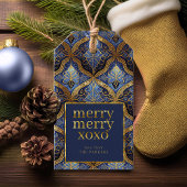 Étiquettes-cadeau Joyeux Joyeux Noël en or bleu Motif#31 ID1009