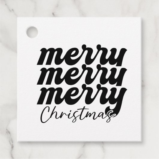 Étiquettes Cadeau joyeux joyeux noël noir et blanc (Devant)