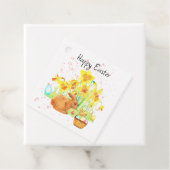 Étiquettes Cadeau Joyeux lapin de Pâques et jonquilles (En situation)