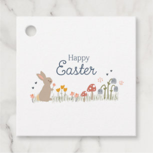Étiquettes Cadeau Joyeux Lapin de Pâques Fleurs sauvages de jolies v