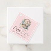 Étiquettes Cadeau Joyeux lapin de Pâques rose (En situation)