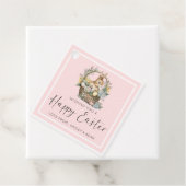 Étiquettes Cadeau Joyeux lapin de Pâques rose (En situation)
