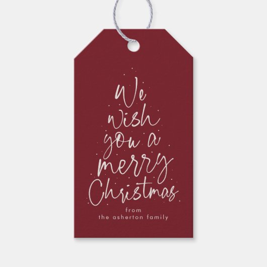 Étiquettes-cadeau Joyeux maroon de Noël houndstooth personnalisé (Devant)