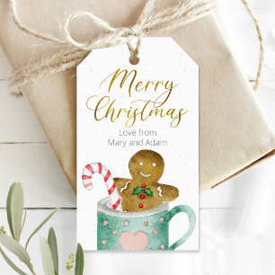 Étiquettes-cadeau Joyeux marqueur de Noël avec cookie de pain d'épic