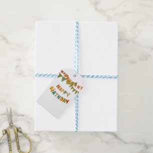 Étiquettes-cadeau Joyeux message d'anniversaire drapeaux mignon colo