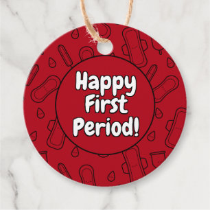 Étiquettes Cadeau Joyeux Motif de la première période de Red Tampon