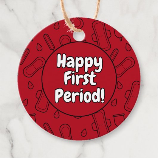 Étiquettes Cadeau Joyeux Motif de la première période de Red Tampon (Devant)