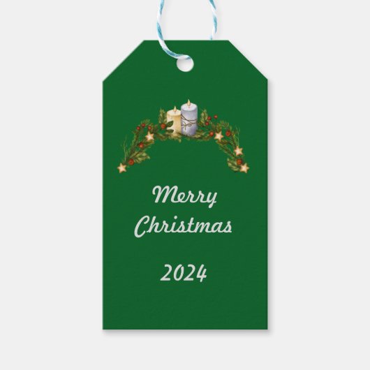 Étiquettes-cadeau Joyeux Noël 2024 Balise cadeau vert (Devant)