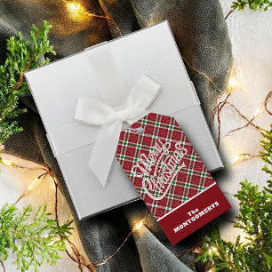 Étiquettes-cadeau Joyeux Noël à carreaux pailletés chic