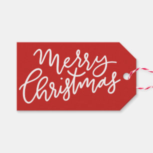 Étiquettes-cadeau Joyeux Noël amusant rouge à main