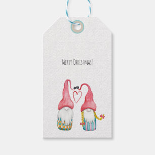 Étiquettes-cadeau Joyeux Noël aquarelle Gnome Illustration