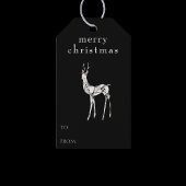 Étiquettes-cadeau Joyeux Noël Aquarelle Reinder moderne Noir