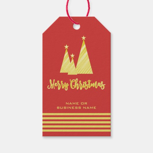 Étiquettes-cadeau Joyeux Noël Arbre de Noël Rouge (Devant)