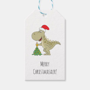 Étiquettes-cadeau Joyeux Noël Arbre mignonne Dinosaure Santa Hat