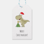 Étiquettes-cadeau Joyeux Noël Arbre mignonne Dinosaure Santa Hat (Dos)