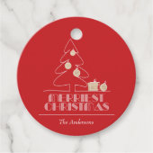 Étiquettes Cadeau Joyeux Noël Arbre Rouge (Devant)