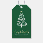 Étiquettes-cadeau Joyeux Noël Arbre Vert Nom Script Fantaisiste (Devant)