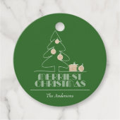 Étiquettes Cadeau Joyeux Noël Arbre vert Vacances (Devant)