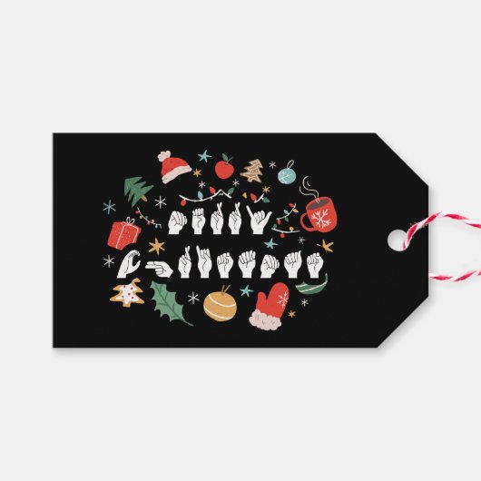 Étiquettes-cadeau Joyeux Noël - ASL American Sign Language III (Devant (Horizontal))