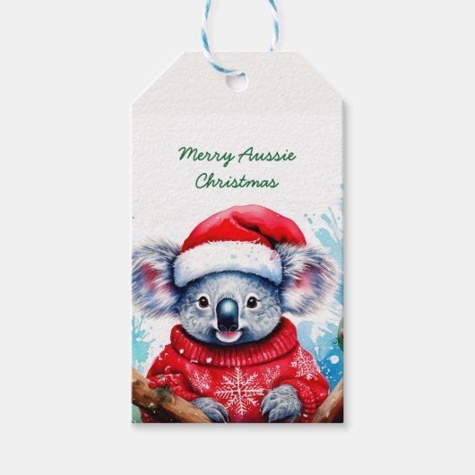 Étiquettes-cadeau Joyeux Noël australien Koala (Devant)