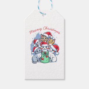 Étiquettes-cadeau Joyeux Noël aux chats, Meowy Noël, Cadeau drôle