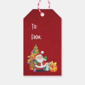 Étiquettes-cadeau Joyeux Noël avec Père Noël et Reindeer (Dos)