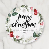 Étiquettes Cadeau Joyeux Noël Berry Feuilles (Dos)