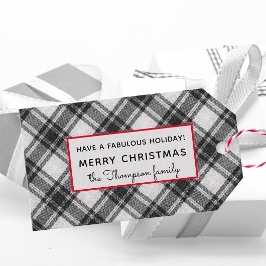 Étiquettes-cadeau Joyeux Noël blanc et noir 10