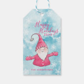 Étiquettes-cadeau Joyeux Noël bleu et rose Gnome (Dos)