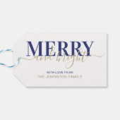 Étiquettes-cadeau Joyeux Noël bleu marine (Dos Horizontal)