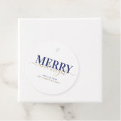 Étiquettes Cadeau Joyeux Noël bleu marine (En situation)